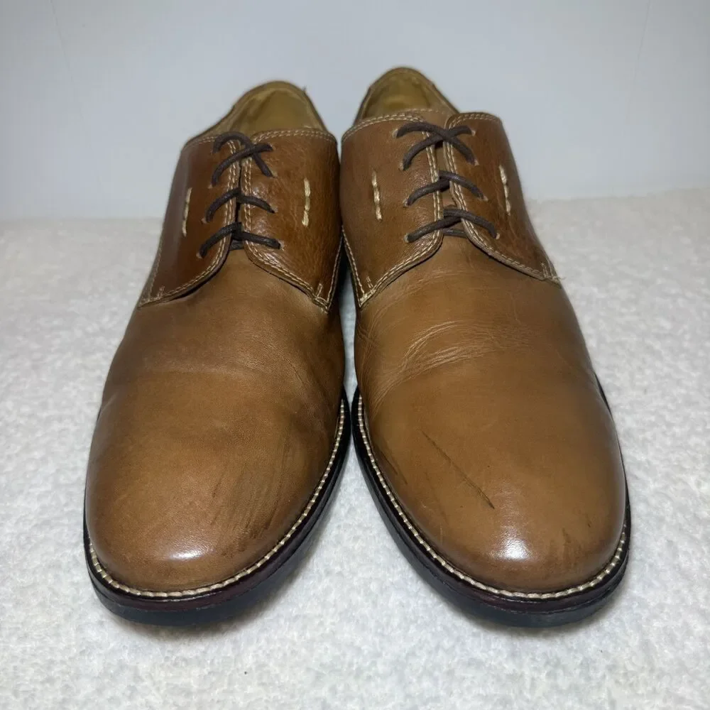 Sandro Moscoloni Oxford Shoes Men's 13D Brown Tan Leather Derby Lace-Up Brazil